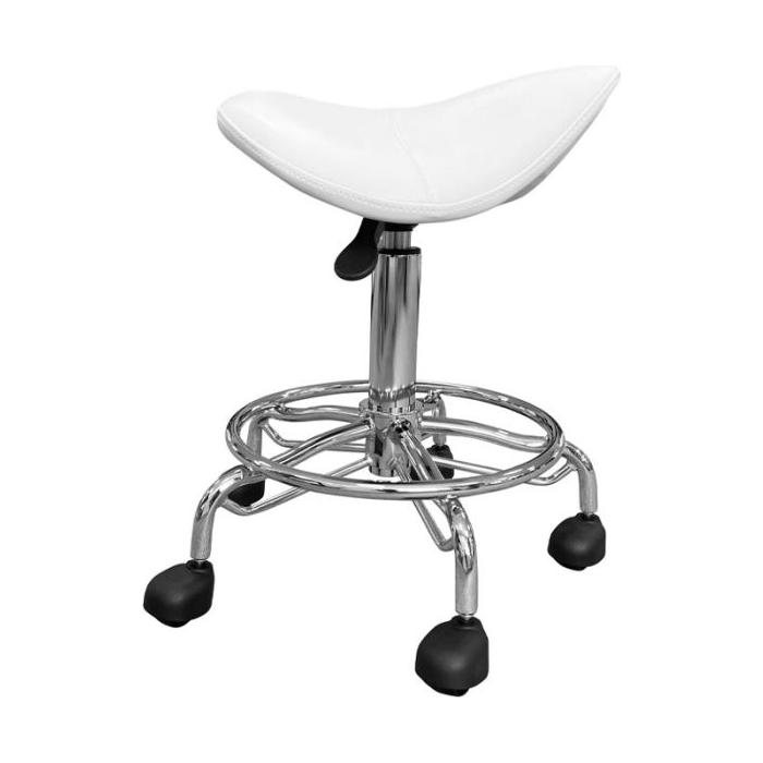 SkinMate Saddle Stool With Footrest - White - Everything Wellness