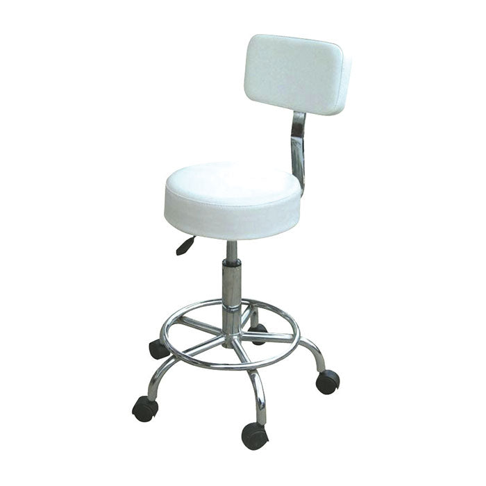 SkinMate Compact Stool With Backrest & Footrest- White - Everything Wellness